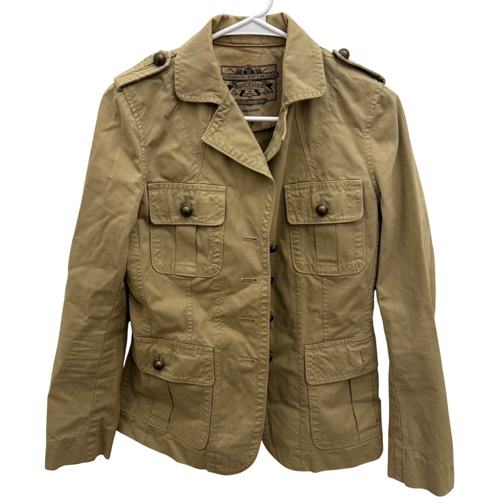 Banana Republic Travel &‎ Safari Army Field Jacket Khaki Womens Size 4 Y2K 2006